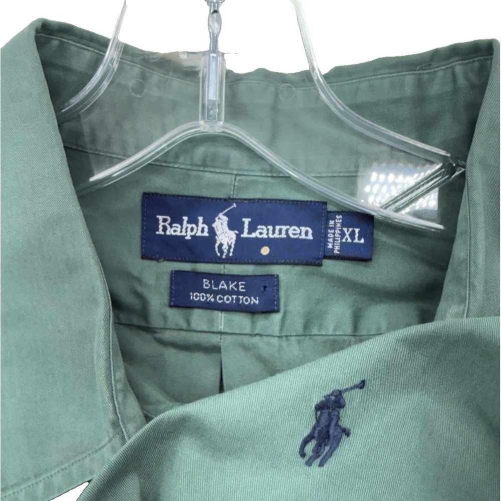 Ralph Lauren Blake Shirt Mens XL Sage Green Long Sleeve Button Down Cotton